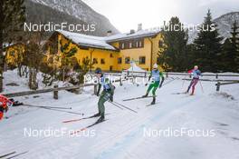 22.01.2022, Zuoz Switzerland (SUI): Elias Andersson (SWE), Henrik Haugland Syverinsen (NOR), Aasmund Heir (NOR), (l-r) - Visma Ski Classics La Diagonela, Zuoz (SUI). www.nordicfocus.com. © Tumashov/NordicFocus. Every downloaded picture is fee-liable.