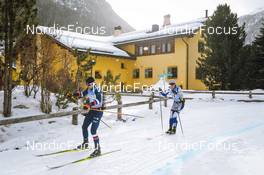 22.01.2022, Zuoz Switzerland (SUI): Florian Goebel (GER), Nico Walther (SUI), (l-r) - Visma Ski Classics La Diagonela, Zuoz (SUI). www.nordicfocus.com. © Tumashov/NordicFocus. Every downloaded picture is fee-liable.