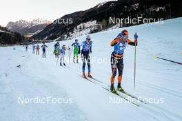 30.01.2022, Val di Fiemme, Italy (ITA): Gustav Heldal (NOR), Hans Petter Rolke (NOR), Veli-Matti Raesaenen (FIN), Haakon Holden (NOR), (l-r)  - Visma Ski Classics Marcialonga, Val di Fiemme (ITA). www.nordicfocus.com. © Modica/NordicFocus. Every downloaded picture is fee-liable.