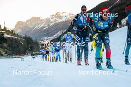 30.01.2022, Val di Fiemme, Italy (ITA): Stian Hoelgaard (NOR), Vetle Thyli (NOR), Runar Skaug Mathisen (NOR), (l-r)  - Visma Ski Classics Marcialonga, Val di Fiemme (ITA). www.nordicfocus.com. © Modica/NordicFocus. Every downloaded picture is fee-liable.