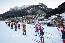 30.01.2022, Val di Fiemme, Italy (ITA): Lina Korsgren (SWE), Emilie Fleten (NOR), Astrid Oeyre Slind (NOR), Britta Johansson Norgren (SWE), Ida Dahl (SWE), Laila Kveli (NOR), Anikken Gjerde Alnes (NOR), Heli Heiskanen (FIN), Olga Tsareva (RUS), Kati Roivas (FIN), (l-r)  - Visma Ski Classics Marcialonga, Val di Fiemme (ITA). www.nordicfocus.com. © Modica/NordicFocus. Every downloaded picture is fee-liable.