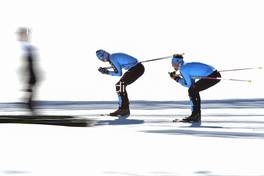 12.02.2022, Bedrichov, Czech Republic (CZE): Patrick Fossum Kristoffersen (NOR), Thomas Gifstad (NOR), testing, training (l-r) - Visma Ski Classics Jizerska50 - Bedrichov (CZE). www.nordicfocus.com. © Reichert/NordicFocus. Every downloaded picture is fee-liable.