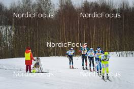 20.02.2022, Otepaeae, Estonia (EST): Veli-Matti Rasanen (FIN), Antoine Auger (FRA), Gabriel Strid (SWE), Alfred Nilsson (SWE), Stefano Mich (ITA), (l-r)  - Visma Ski Classics Tartumarathon - Otepaeae (EST). www.nordicfocus.com. © Tumashov/NordicFocus. Every downloaded picture is fee-liable.