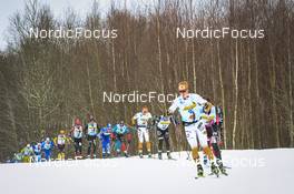 20.02.2022, Otepaeae, Estonia (EST): Tord Asle Gjerdalen (NOR), Kasper Stadaas (NOR), Marcus Johansson (SWE), Ermil Vokuev (RUS), (l-r)  - Visma Ski Classics Tartumarathon - Otepaeae (EST). www.nordicfocus.com. © Tumashov/NordicFocus. Every downloaded picture is fee-liable.