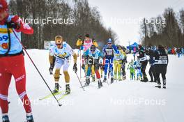 20.02.2022, Otepaeae, Estonia (EST): Thomas Joly (FRA), Max Novak (SWE), Ermil Vokuev (RUS), (l-r)  - Visma Ski Classics Tartumarathon - Otepaeae (EST). www.nordicfocus.com. © Tumashov/NordicFocus. Every downloaded picture is fee-liable.