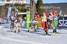 06.03.2022, Mora, Sweden (SWE): Kasper Stadaas (NOR), Johannes Ekloef (SWE), Erik Rosjoe (SWE), Oskar Kardin (SWE), (l-r) - Visma Ski Classics Vasaloppet, Mora (SWE). www.nordicfocus.com. © Reichert/NordicFocus. Every downloaded picture is fee-liable.