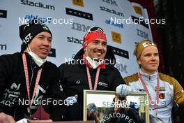 06.03.2022, Mora, Sweden (SWE): 2nd place, Emil Persson (SWE), 1st place, Andreas Nygaard (NOR), 3rd place, Axel Jutterstroem (SWE) - Visma Ski Classics Vasaloppet, Mora (SWE). www.nordicfocus.com. © Reichert/NordicFocus. Every downloaded picture is fee-liable.