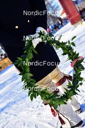 05.03.2022, Mora, Sweden (SWE): feature: finish, leaves wreath- Visma Ski Classics Vasaloppet, Mora (SWE). www.nordicfocus.com. © Reichert/NordicFocus. Every downloaded picture is fee-liable.