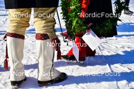 05.03.2022, Mora, Sweden (SWE): feature: leaves wreath at finish - Visma Ski Classics Vasaloppet, Mora (SWE). www.nordicfocus.com. © Reichert/NordicFocus. Every downloaded picture is fee-liable.