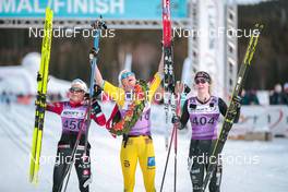 19.03.2022, Lillehammer, Norway (NOR): Therese Johaug (NOR), Astrid oeyre Slind (NOR), Emilie Fleten (NOR), (l-r) - Visma Ski Classics Birkebeinerrennet, Lillehammer (NOR). www.nordicfocus.com. © Modica/NordicFocus. Every downloaded picture is fee-liable.