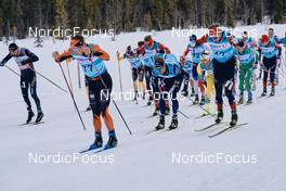 19.03.2022, Lillehammer, Norway (NOR): Tord Gjerdalen (NOR), Andrew Musgrave (GBR), Max Novak (SWE), Emil Persson (SWE), Karstein Johaug (NOR), (l-r)  - Visma Ski Classics Birkebeinerrennet, Lillehammer (NOR). www.nordicfocus.com. © Osth/NordicFocus. Every downloaded picture is fee-liable.