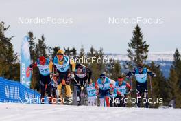 19.03.2022, Lillehammer, Norway (NOR): Johan Hoel (NOR), Johannes Ekloef (SWE), Tord Gjerdalen (NOR), (l-r)  - Visma Ski Classics Birkebeinerrennet, Lillehammer (NOR). www.nordicfocus.com. © Osth/NordicFocus. Every downloaded picture is fee-liable.