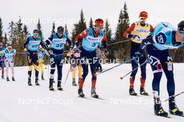 19.03.2022, Lillehammer, Norway (NOR): Torgeir Sulen Hovland (NOR), Eddie Edstroem (SWE), Oskar Kardin (SWE), Andreas Nygaard (NOR), (l-r)  - Visma Ski Classics Birkebeinerrennet, Lillehammer (NOR). www.nordicfocus.com. © Osth/NordicFocus. Every downloaded picture is fee-liable.
