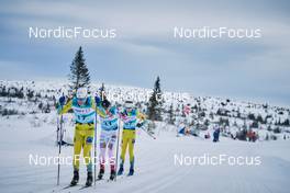 19.03.2022, Lillehammer, Norway (NOR): Torleif Syrstad (NOR), Viktor Maeenpaeae (FIN), Thomas Bucher-Johannessen (NOR), (l-r)  - Visma Ski Classics Birkebeinerrennet, Lillehammer (NOR). www.nordicfocus.com. © Osth/NordicFocus. Every downloaded picture is fee-liable.