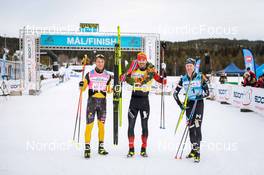 19.03.2022, Lillehammer, Norway (NOR): Max Novak (SWE), Andreas Nygaard (NOR), Emil Persson (SWE), (l-r) - Visma Ski Classics Birkebeinerrennet, Lillehammer (NOR). www.nordicfocus.com. © Modica/NordicFocus. Every downloaded picture is fee-liable.