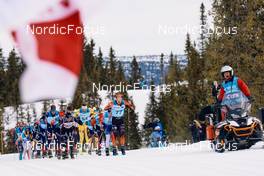 19.03.2022, Lillehammer, Norway (NOR): Tord Gjerdalen (NOR), Chris Andre Jespersen (NOR), Andrew Musgrave (GBR), (l-r)  - Visma Ski Classics Birkebeinerrennet, Lillehammer (NOR). www.nordicfocus.com. © Osth/NordicFocus. Every downloaded picture is fee-liable.