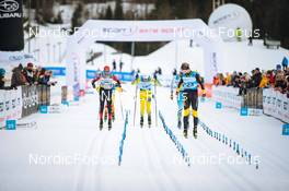 19.03.2022, Lillehammer, Norway (NOR): Anders Aukland (NOR), Torleif Syrstad (NOR), Oskar Svensson (SWE), (l-r)  - Visma Ski Classics Birkebeinerrennet, Lillehammer (NOR). www.nordicfocus.com. © Modica/NordicFocus. Every downloaded picture is fee-liable.