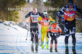 26.03.2022, Valadalen, Sweden (SWE): Tord Asle Gjerdalen (NOR), Chris Jespersen (NOR), Kasper Stadaas (NOR), (l-r) - Visma Ski Classics Arefjaellsloppet, Valadalen (SWE). www.nordicfocus.com. © Manzoni/NordicFocus. Every downloaded picture is fee-liable.