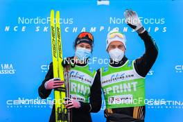 26.03.2022, Valadalen, Sweden (SWE): Britta Johansson Norgren (SWE), Stian Berg (NOR), (l-r) - Visma Ski Classics Arefjaellsloppet, Valadalen (SWE). www.nordicfocus.com. © Manzoni/NordicFocus. Every downloaded picture is fee-liable.