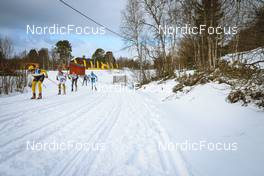 26.03.2022, Valadalen, Sweden (SWE): Ida Palmberg (SWE), Hedda Bangman (SWE), Kati Roivas (FIN), (l-r) - Visma Ski Classics Arefjaellsloppet, Valadalen (SWE). www.nordicfocus.com. © Manzoni/NordicFocus. Every downloaded picture is fee-liable.