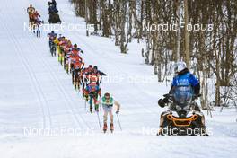 26.03.2022, Valadalen, Sweden (SWE): Emil Persson (SWE), Arnaud Du Pasquier (SUI), Stian Berg (NOR), (l-r) - Visma Ski Classics Arefjaellsloppet, Valadalen (SWE). www.nordicfocus.com. © Manzoni/NordicFocus. Every downloaded picture is fee-liable.