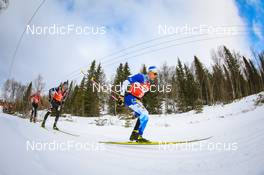 26.03.2022, Valadalen, Sweden (SWE): Karstein Jr Johaug (NOR), Emil Persson (SWE), Stian Hoelgaard (NOR), (l-r) - Visma Ski Classics Arefjaellsloppet, Valadalen (SWE). www.nordicfocus.com. © Manzoni/NordicFocus. Every downloaded picture is fee-liable.