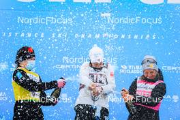 26.03.2022, Valadalen, Sweden (SWE): Britta Johansson Norgren (SWE), Astrid Oeyre Slind (NOR), Ida Dahl (SWE), (l-r) - Visma Ski Classics Arefjaellsloppet, Valadalen (SWE). www.nordicfocus.com. © Manzoni/NordicFocus. Every downloaded picture is fee-liable.