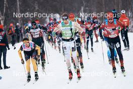 26.03.2022, Valadalen, Sweden (SWE): Max Novak (SWE), Stian Berg (NOR), Kasper Stadaas (NOR), (l-r) - Visma Ski Classics Arefjaellsloppet, Valadalen (SWE). www.nordicfocus.com. © Osth/NordicFocus. Every downloaded picture is fee-liable.