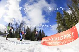 26.03.2022, Valadalen, Sweden (SWE): Stian Berg (NOR), Stian Hoelgaard (NOR), Eddie Edstroem (SWE), (l-r) - Visma Ski Classics Arefjaellsloppet, Valadalen (SWE). www.nordicfocus.com. © Manzoni/NordicFocus. Every downloaded picture is fee-liable.