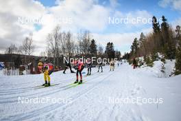 26.03.2022, Valadalen, Sweden (SWE): Johannes Ekloef (SWE), Oskar Kardin (SWE), Emil Persson (SWE), (l-r) - Visma Ski Classics Arefjaellsloppet, Valadalen (SWE). www.nordicfocus.com. © Manzoni/NordicFocus. Every downloaded picture is fee-liable.