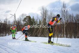 26.03.2022, Valadalen, Sweden (SWE): Jiri Pliska (CZE), Anders Aukland (NOR), Nils Persson (SWE), (l-r) - Visma Ski Classics Arefjaellsloppet, Valadalen (SWE). www.nordicfocus.com. © Manzoni/NordicFocus. Every downloaded picture is fee-liable.