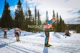26.03.2022, Valadalen, Sweden (SWE): Marcus Johansson (SWE), Anders Aukland (NOR), Arnaud Du Pasquier (SUI), (l-r) - Visma Ski Classics Arefjaellsloppet, Valadalen (SWE). www.nordicfocus.com. © Manzoni/NordicFocus. Every downloaded picture is fee-liable.