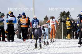 26.03.2022, Valadalen, Sweden (SWE): Linnea Johansson (SWE), Nicole Donzallaz (SUI), Tereza Hujerova (CZE), (l-r) - Visma Ski Classics Arefjaellsloppet, Valadalen (SWE). www.nordicfocus.com. © Manzoni/NordicFocus. Every downloaded picture is fee-liable.