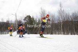 26.03.2022, Valadalen, Sweden (SWE): Johannes Ekloef (SWE), Andrew Musgrave (GBR), Andreas Nygaard (NOR), (l-r) - Visma Ski Classics Arefjaellsloppet, Valadalen (SWE). www.nordicfocus.com. © Manzoni/NordicFocus. Every downloaded picture is fee-liable.