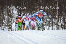 26.03.2022, Valadalen, Sweden (SWE): Vaclav Sedlacek (CZE), Petter Soleng Skinstad (NOR), Viktor Maeenpaeae (SWE), Isac Holmstrom (FIN), (l-r) - Visma Ski Classics Arefjaellsloppet, Valadalen (SWE). www.nordicfocus.com. © Manzoni/NordicFocus. Every downloaded picture is fee-liable.