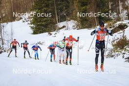 26.03.2022, Valadalen, Sweden (SWE): Arnaud Du Pasquier (SUI), Stian Berg (NOR), Johan Hoel (NOR), Runar Skaug Mathisen (NOR), (l-r) - Visma Ski Classics Arefjaellsloppet, Valadalen (SWE). www.nordicfocus.com. © Manzoni/NordicFocus. Every downloaded picture is fee-liable.