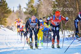 26.03.2022, Valadalen, Sweden (SWE): Tord Asle Gjerdalen (NOR), Kasper Stadaas (NOR), (l-r) - Visma Ski Classics Arefjaellsloppet, Valadalen (SWE). www.nordicfocus.com. © Manzoni/NordicFocus. Every downloaded picture is fee-liable.