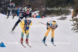 26.03.2022, Valadalen, Sweden (SWE): Astrid Oeyre Slind (NOR), Lina Korsgren (SWE), (l-r) - Visma Ski Classics Arefjaellsloppet, Valadalen (SWE). www.nordicfocus.com. © Osth/NordicFocus. Every downloaded picture is fee-liable.