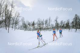 02.04.2022, Setermoen-Bardufoss, Norway (NOR): Anna Joensson Haag (SWE), Heli Heiskanen (FIN), Kati Roivas (FIN), (l-r) - Visma Ski Classics Reistadlopet, Setermoen-Bardufoss (NOR). www.nordicfocus.com. © Manzoni/NordicFocus. Every downloaded picture is fee-liable.