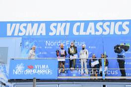 09.04.2022, Levi, Finland (FIN): Ida Dahl (SWE), Britta Norgren (SWE), Astrid Oeyre Slind (NOR), Lina Korsgren (SWE), Emilie Fleten (NOR), (l-r) - Visma Ski Classics Yllaes-Levi, Levi (FIN). www.nordicfocus.com. © Manzoni/NordicFocus. Every downloaded picture is fee-liable.