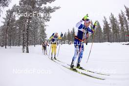 09.04.2022, Levi, Finland (FIN): Oskar Kardin (SWE), Torleif Syrstad (NOR), Stian Hoelgaard (NOR), (l-r) - Visma Ski Classics Yllaes-Levi, Levi (FIN). www.nordicfocus.com. © Manzoni/NordicFocus. Every downloaded picture is fee-liable.