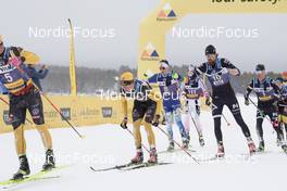 09.04.2022, Levi, Finland (FIN): Johannes Ekloef (SWE), Herman Paus (NOR), Torleif Syrstad (NOR), Emil Persson (SWE), (l-r) - Visma Ski Classics Yllaes-Levi, Levi (FIN). www.nordicfocus.com. © Manzoni/NordicFocus. Every downloaded picture is fee-liable.
