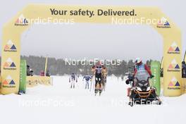 09.04.2022, Levi, Finland (FIN): Markus Vuorela (FIN), Stian Hoelgaard (NOR), Oskar Kardin (SWE), (l-r) - Visma Ski Classics Yllaes-Levi, Levi (FIN). www.nordicfocus.com. © Manzoni/NordicFocus. Every downloaded picture is fee-liable.