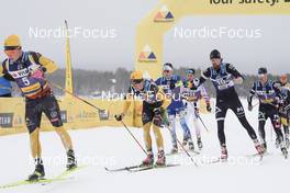 09.04.2022, Levi, Finland (FIN): Johannes Ekloef (SWE), Herman Paus (NOR), Torleif Syrstad (NOR), Emil Persson (SWE), (l-r) - Visma Ski Classics Yllaes-Levi, Levi (FIN). www.nordicfocus.com. © Manzoni/NordicFocus. Every downloaded picture is fee-liable.