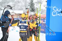 10.12.2022, Bad Gastein, Austria (AUT): Amund Riege (NOR), Lina Korsgren (SWE), Alfred Buskqvist (SWE), (l-r) - Visma Ski Classics Bad Gastein Pro Team Tempo - Bad Gastein (AUT). www.nordicfocus.com. © Reichert/NordicFocus. Every downloaded picture is fee-liable.