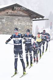 10.12.2022, Bad Gastein, Austria (AUT): Nils Dahlsten (SWE), Marcus Johansson (SWE), Runar Skaug Mathisen (NOR), Emil Persson (SWE), Torleif Syrstad (NOR), Alvar Myhlback (SWE), (l-r) - Visma Ski Classics Bad Gastein Pro Team Tempo - Bad Gastein (AUT). www.nordicfocus.com. © Reichert/NordicFocus. Every downloaded picture is fee-liable.