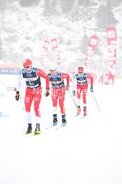 10.12.2022, Bad Gastein, Austria (AUT): Florian Goebel (GER), Josua Struebel (GER), Lorenz Grueber (AUT), (l-r) - Visma Ski Classics Bad Gastein Pro Team Tempo - Bad Gastein (AUT). www.nordicfocus.com. © Reichert/NordicFocus. Every downloaded picture is fee-liable.