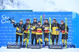 10.12.2022, Bad Gastein, Austria (AUT): Jerry Ahrlin (SWE), Torgeir Sulen Hovland (NOR), Anton Mickelson Elvseth (SWE), Frida Hallquist (SWE), Linn Soemskar (SWE), Eddie Edstroem (SWE), Ida Dahl (SWE), (l-r) - Visma Ski Classics Bad Gastein Pro Team Tempo - Bad Gastein (AUT). www.nordicfocus.com. © Reichert/NordicFocus. Every downloaded picture is fee-liable.