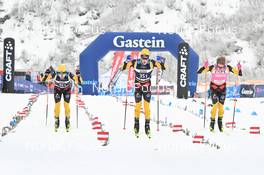 10.12.2022, Bad Gastein, Austria (AUT): Johannes Ekloef (SWE), Amund Riege (NOR), Herman Paus (NOR), (l-r) - Visma Ski Classics Bad Gastein Pro Team Tempo - Bad Gastein (AUT). www.nordicfocus.com. © Reichert/NordicFocus. Every downloaded picture is fee-liable.