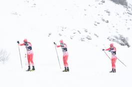 10.12.2022, Bad Gastein, Austria (AUT): Lorenzo Busin (ITA), Francesco Ferrari (ITA), Mauro Brigadoi (ITA), (l-r) - Visma Ski Classics Bad Gastein Pro Team Tempo - Bad Gastein (AUT). www.nordicfocus.com. © Reichert/NordicFocus. Every downloaded picture is fee-liable.